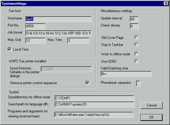 system settings dialog 